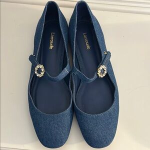 Blue Mary Jane Flats